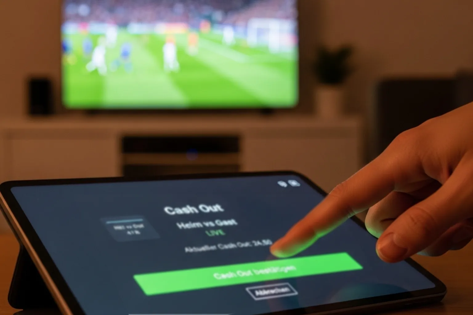 Finger tippt auf einen grünen Bestätigungsbutton auf einem Smartphone