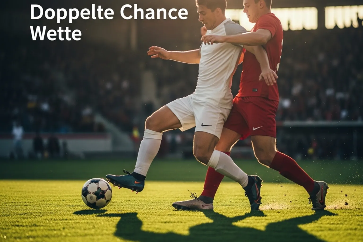 Torwart greift nach dem Ball bei einem Fußballspiel im Abendlicht