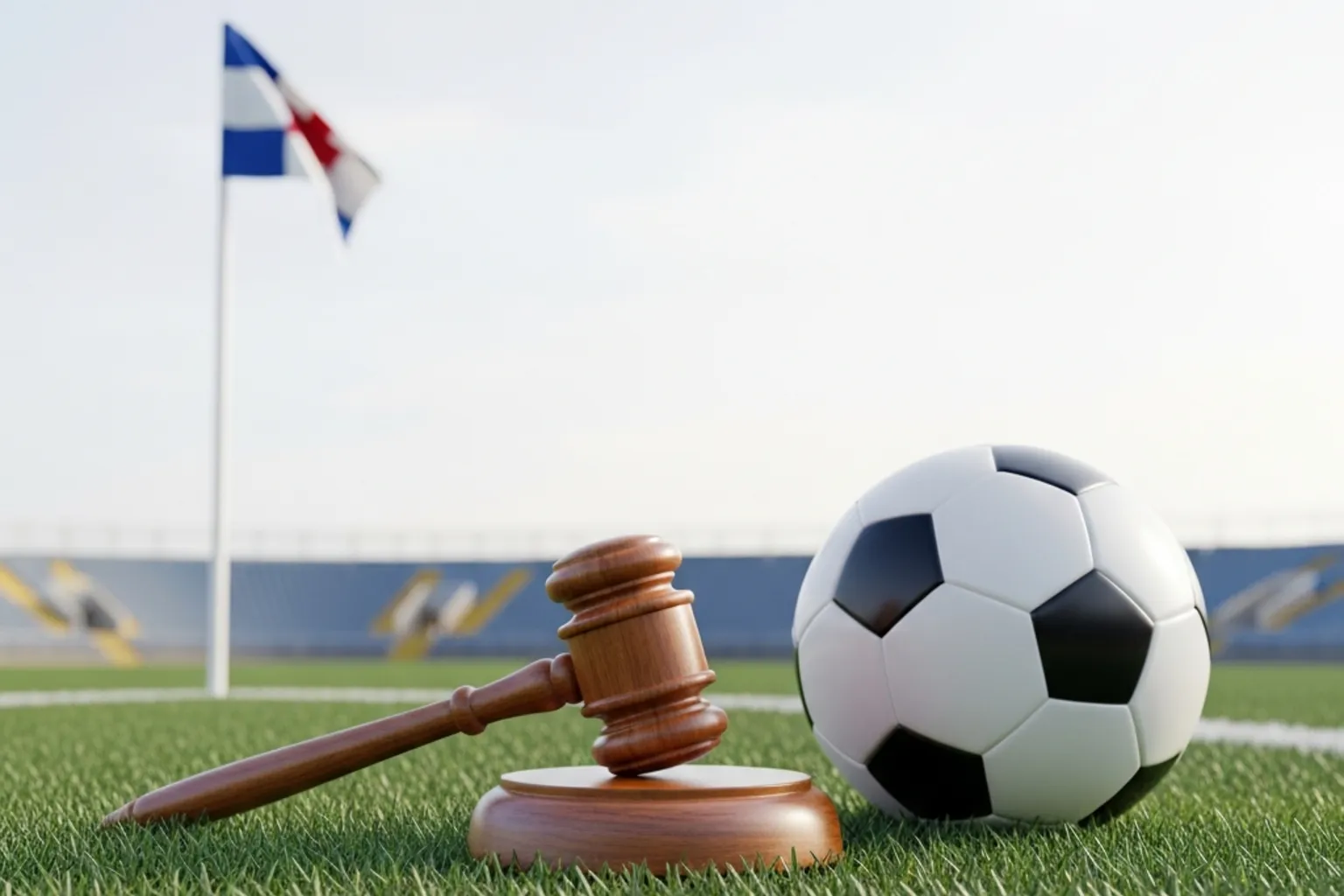 Sportwetten legal in Deutschland — Richterhammer und Fußball auf deutschem Rasen